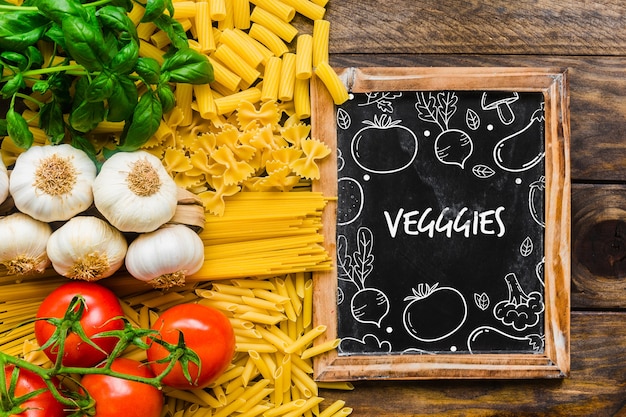 PSD slate mockup con il concetto di cibo italiano