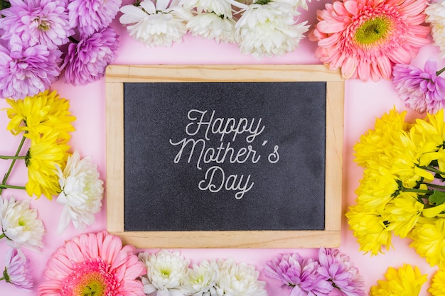 PSD slate mockup with mothers day concept