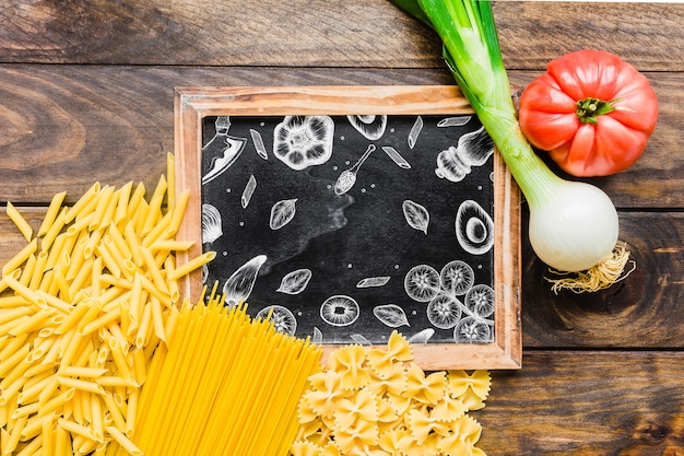 PSD slate mockup with pasta concept