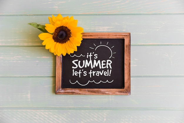 slate mockup with sunflower