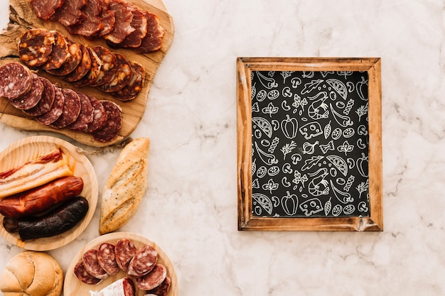 PSD slate mockup with traditional spanish food