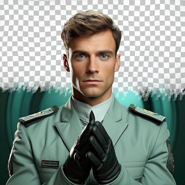 Slavic pilot hopeful hands close up on mint background