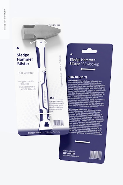 Sledge Hammer Blister Mockup, Floating