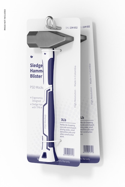 Sledge Hammer Blister Mockup, Hanging