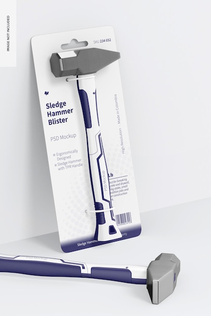 Sledge Hammer Blister Mockup, Leaned