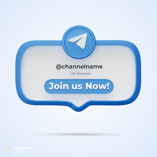 Śledź nas na Telegram Social Media 3d Render Banner