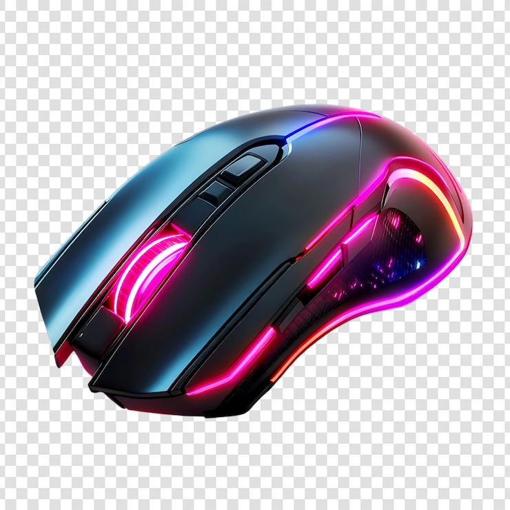 PSD sleek black gaming mouse with dynamic rgb lighting
