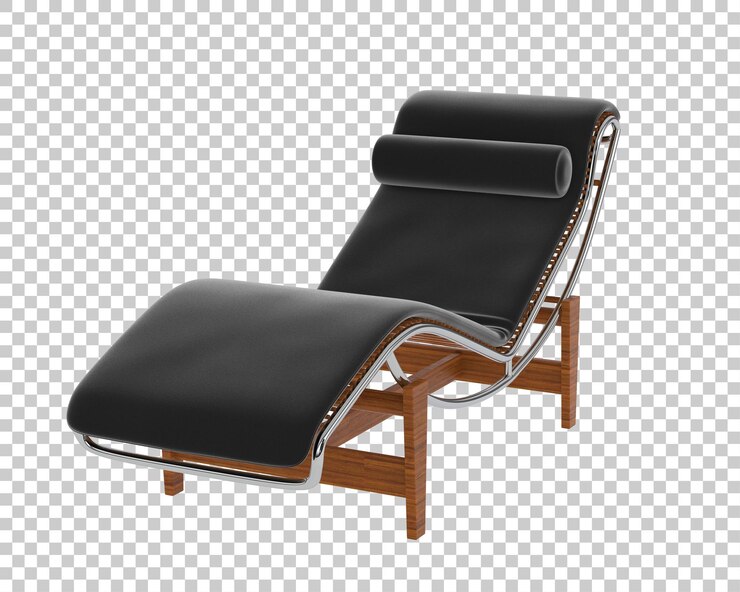 PSD sleek black leather chaise lounge