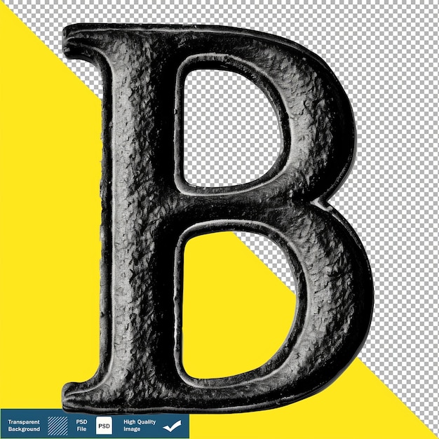 PSD lettera nera b elegante su sfondo trasparente png psd