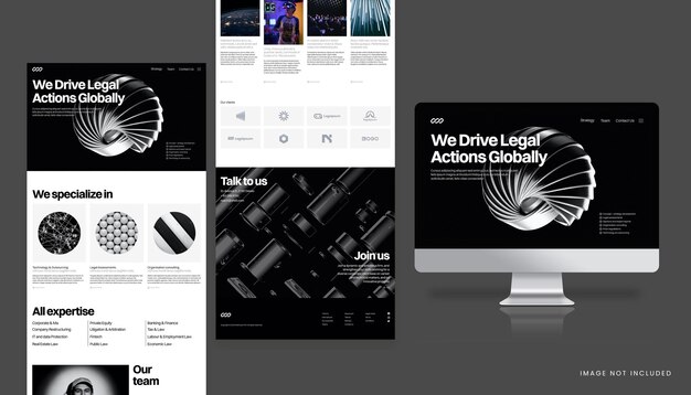 PSD sleek black and white tech website template