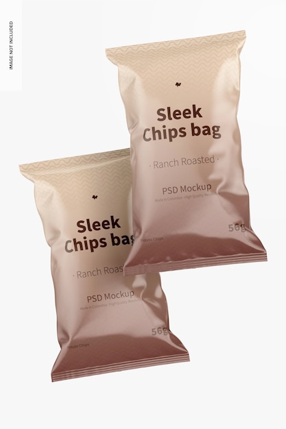 Sleek chips bags mockup, front view