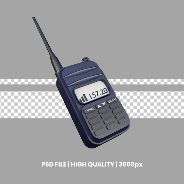 Sleek DarkBlue WalkieTalkie 3D gerenderd communicatieapparaat