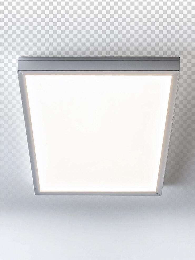 PSD sleek flat panel light on white background for modern spaces