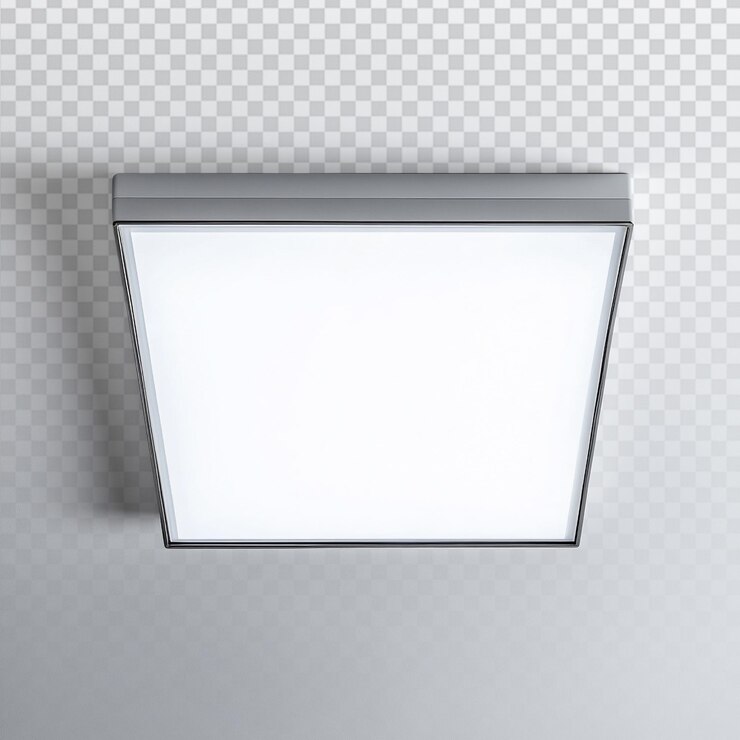 PSD sleek flat panel light on white background for modern spaces