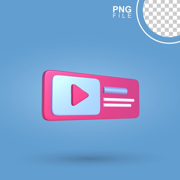 PSD sleek video player thumbnail icon 3d