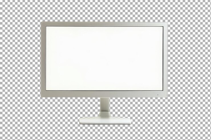 PSD sleek witte monitor staan voor het organiseren van uw werkruimte met geïsoleerd op doorzichtige achtergrond