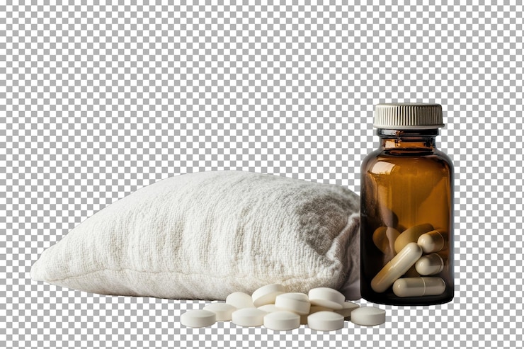 PSD 透氣背景上隔離的安眠藥片