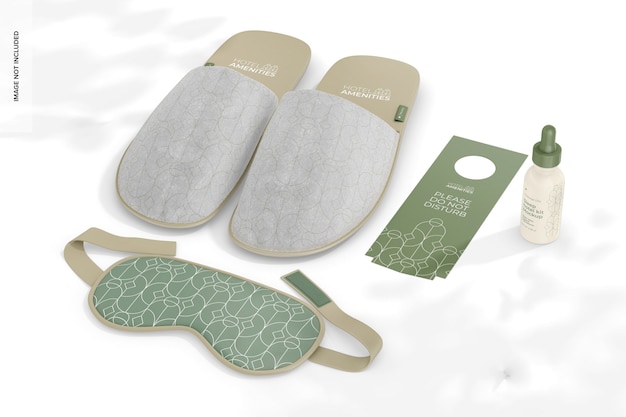 Prospettiva del mockup del kit dell'hotel del sonno 02