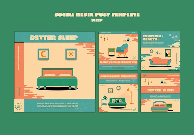 PSD sleeping furniture social media post template