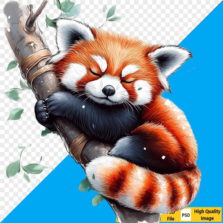 PSD sleeping red panda