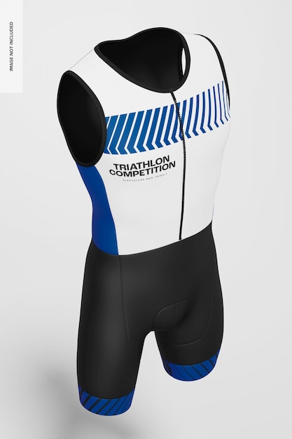 PSD trisuit da uomo senza maniche mockup, vista a sinistra