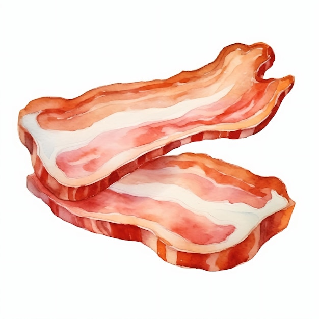 Slice of bacon isolated watercolor