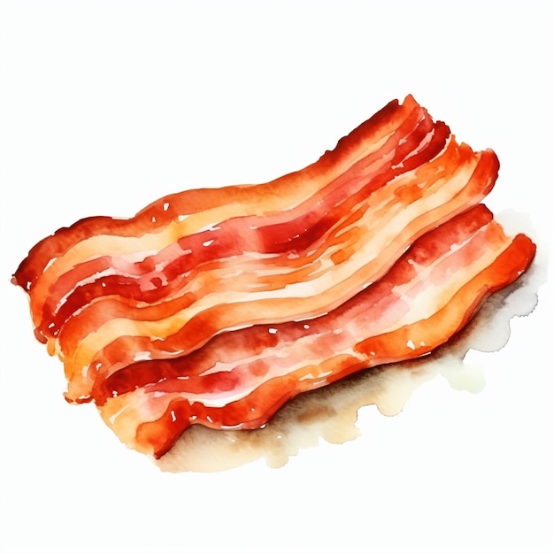 Slice of bacon isolated watercolor