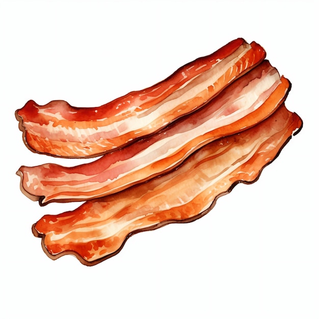 Fetta di bacon acquerello isolato