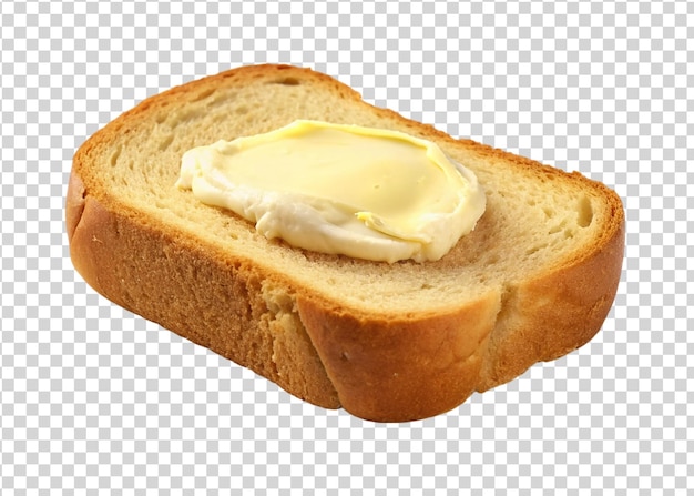 Slice of bread with butter isolated on transparent background