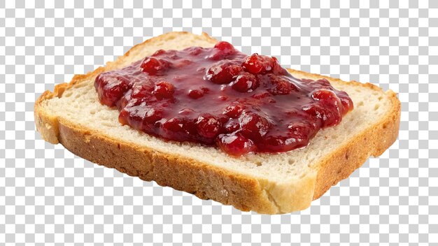 PSD fetta di pane con marmellata di fragole isolata su uno sfondo trasparente