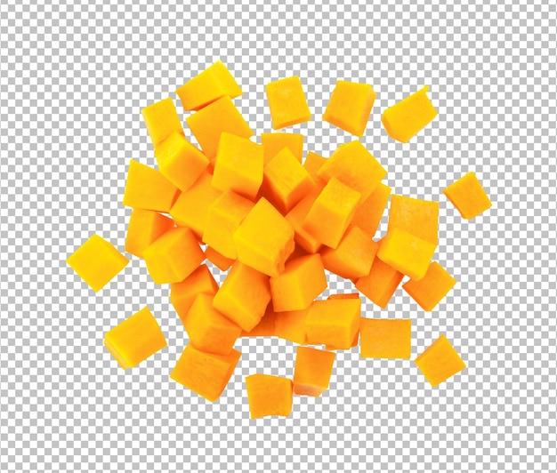 Slice butternut squash chunks on alpha layer
