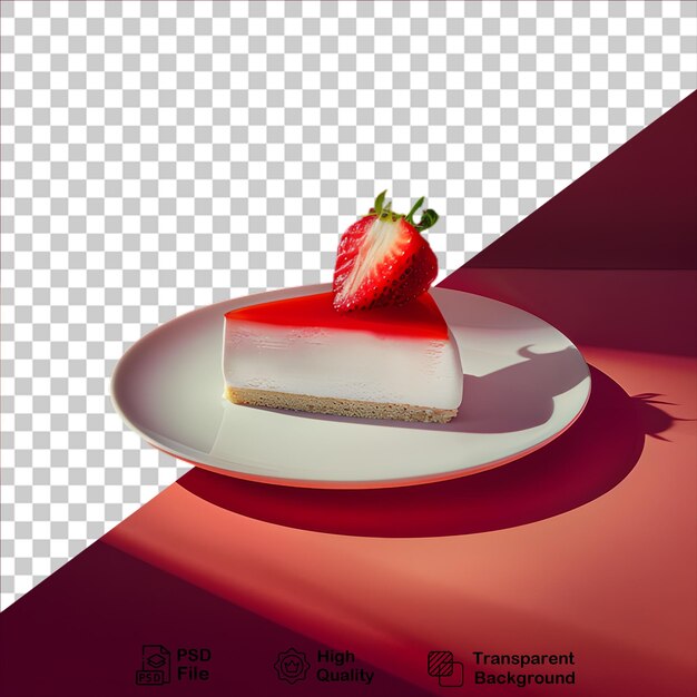 PSD slice cake into a plate isolated on transparent background