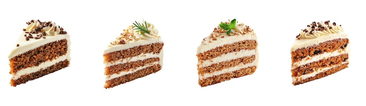PSD slice of carrot cake with cream cheese frosting and chocolate shavings