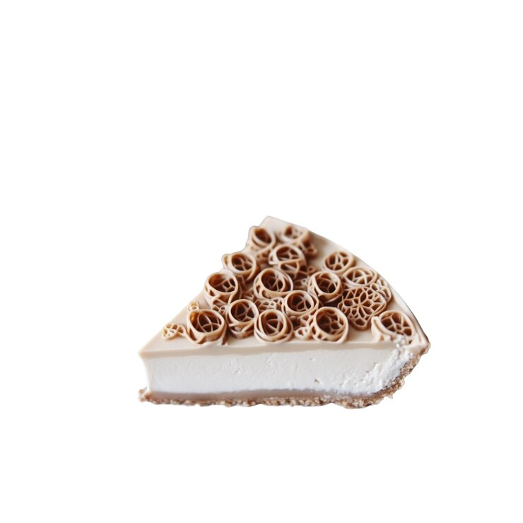 PSD slice of cheesecake with caramel and cookie crumble topping