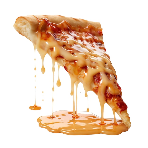 PSD slice of cheesy pizza isolate