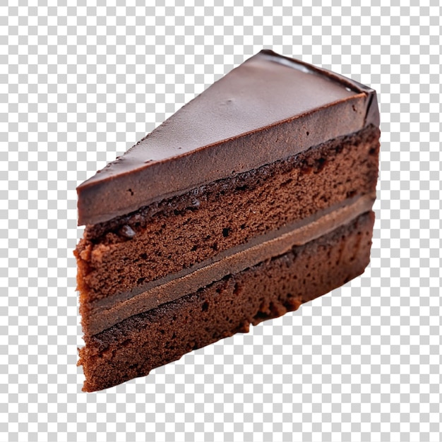 PSD slice of chocolate cake isolated on transparent background