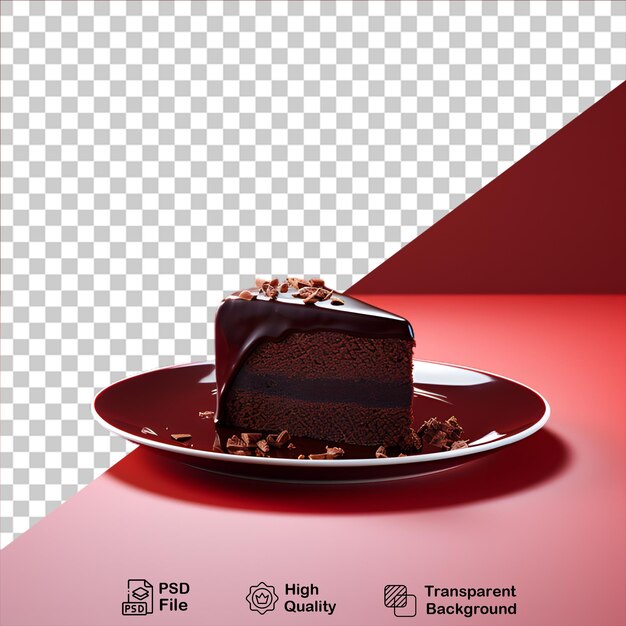 PSD slice of chocolate cake on a plate isolated on transparent background include png file