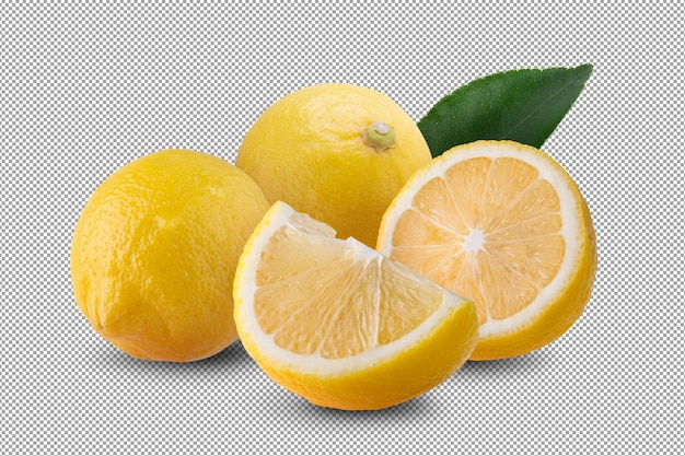 PSD slice citroenfruit geïsoleerd op alfa-achtergrond