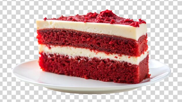 PSD una fetta di torta di velluto rosso decadente con glassa di formaggio a crema isolata su uno sfondo trasparente