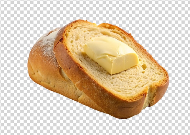 PSD Кусочек хлеба с маслом, выделенным на прозрачном фоне