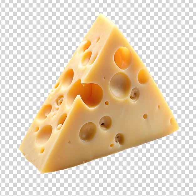 PSD slice of cheese with holes on transparent background