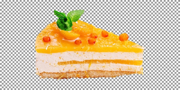 透明な背景に分離されたチーズケーキのスライス