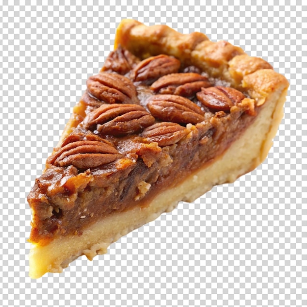 Slice of pecan pie Isolated white background
