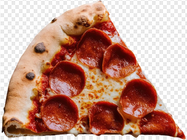 Una fetta di pizza al pepperoni con il pepperoni sopra