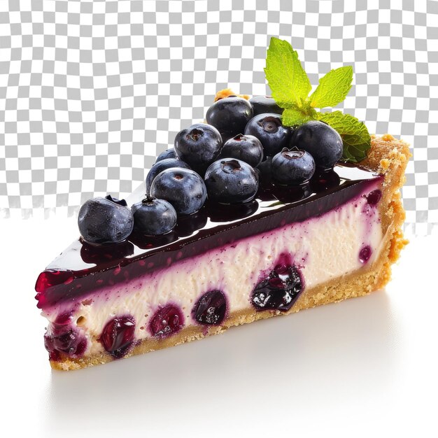 PSD a slice of pie with a blueberry and mint leaf on top