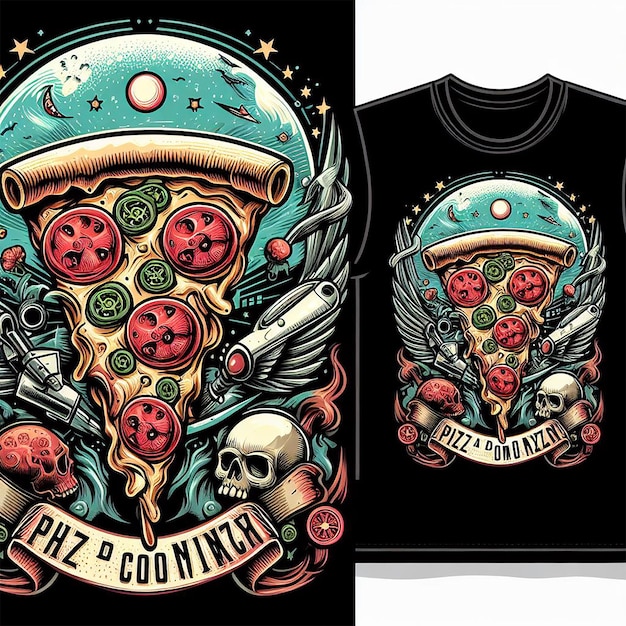 PSD slice pizza t shirt ontwerp