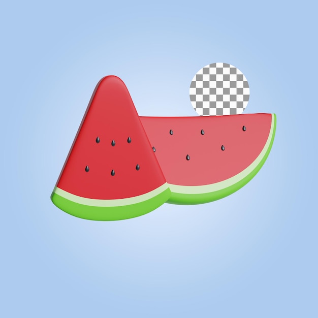 PSD slice of watermelon with seeds 3d rendering illustration