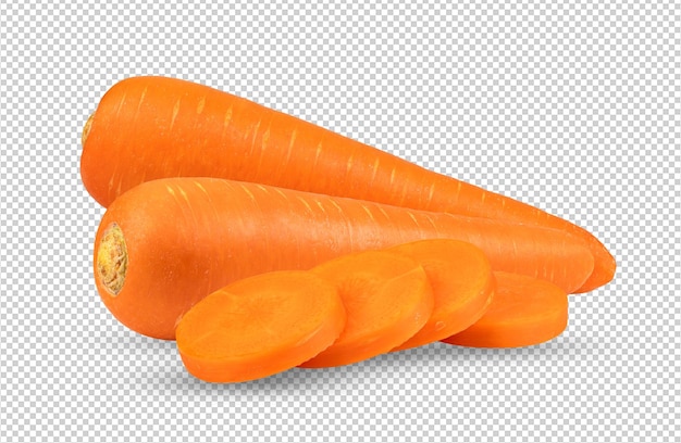 slice wortels geïsoleerd op achtergrond van de alfa-laag
