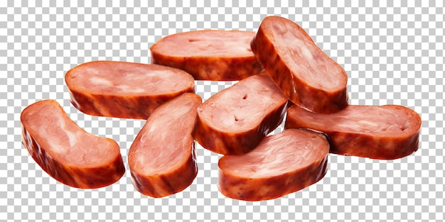 PSD sliced bratwurst sausage isolated on transparent or background png psd