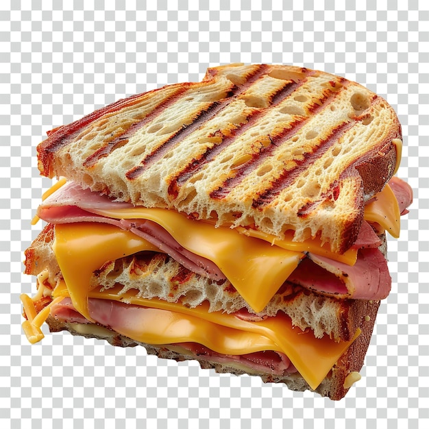 PSD sliced cheese ham sandwich transparent background